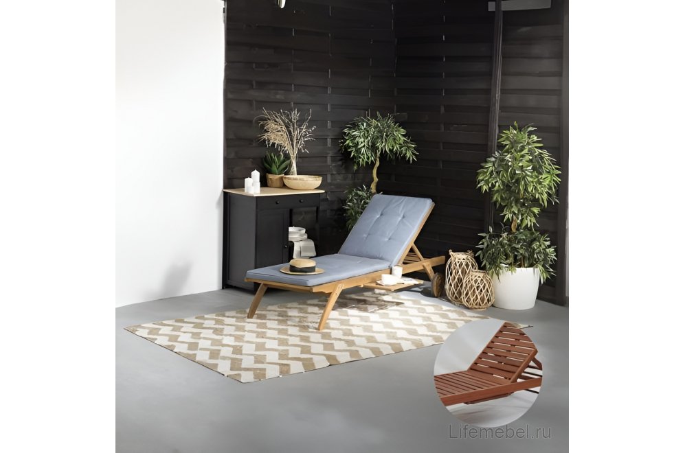 Шезлонг-лежак A37C серый / голубой