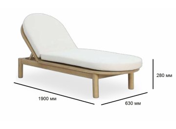 Шезлонг-лежак деревянный с матрасом (не для HoReCa) Pill светлый тик / бежевый