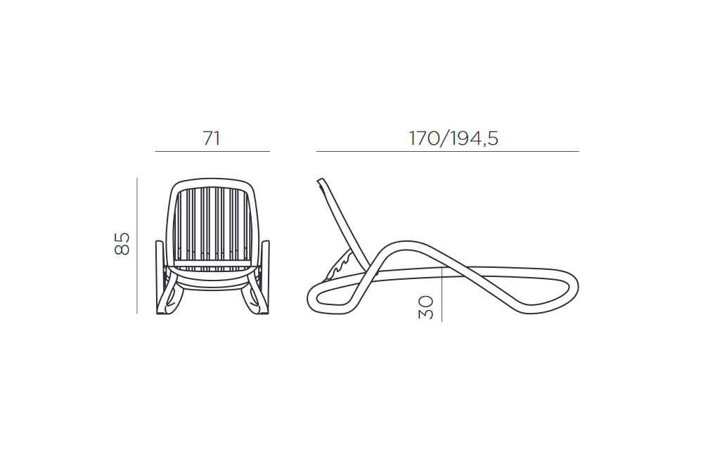 Шезлонг-лежак пластиковый Alfa белый / тортора