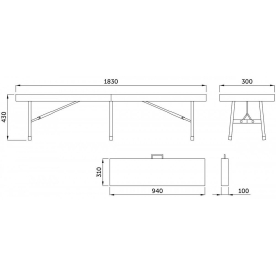 Скамейка 183х30х43
