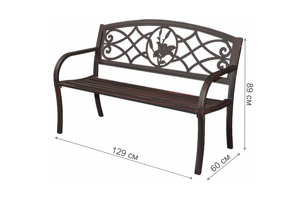 Скамейка металлическая Алефейя бронза