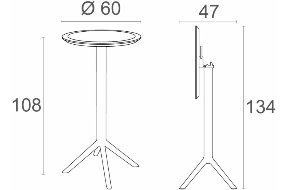 Стол пластиковый барный складной Sky Folding Bar Table 60 черный