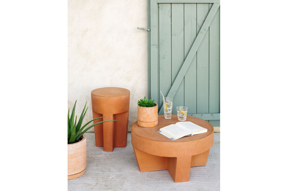 Столик журнальный садовый Vilena круглый терракотовый