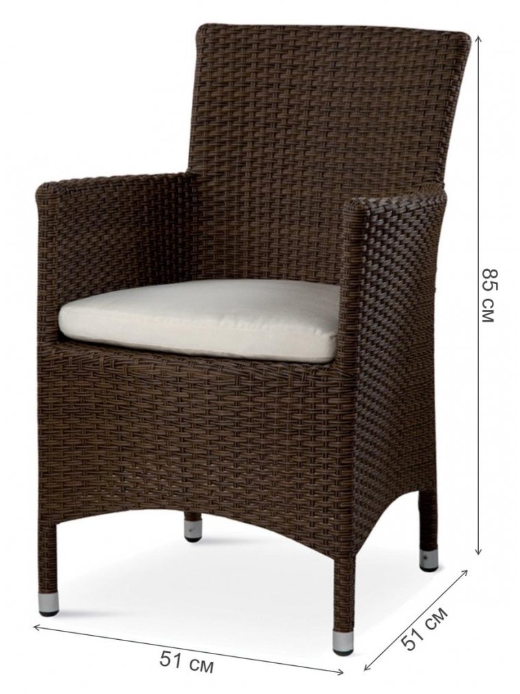 Кресло из ротанга с подушкой GS 909 коричневый / бежевый