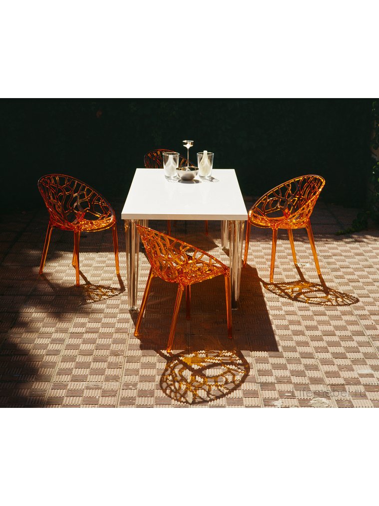 Пластиковое кресло Crystal оранжевое / прозрачное