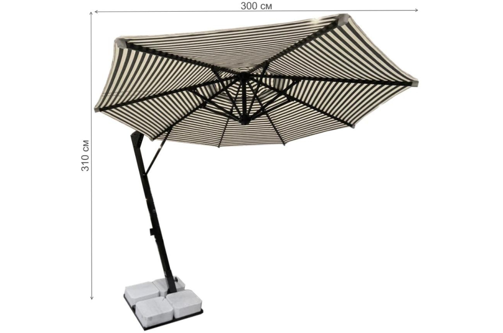 Зонт Banana черный / белый / темная полоска