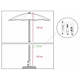 Зонт пляжный профессиональный Ø2.4 м Cezanne тортора