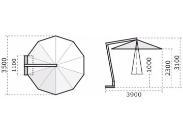 Зонт профессиональный Ø3.5 м Torino Braccio имитация ироко / слоновая кость
