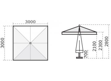 Зонт профессиональный 3х3 м Palladio Standard натуральный / слоновая кость