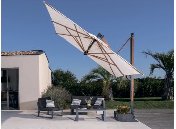 Зонт профессиональный 3х4 м Galileo Wood имитация ироко / слоновая кость