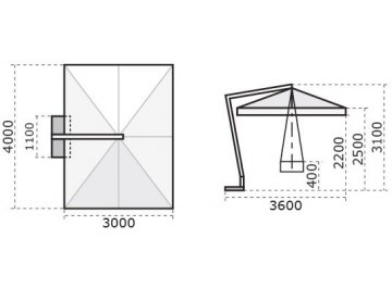 Зонт профессиональный 3х4 м Napoli Braccio антрацит / слоновая кость
