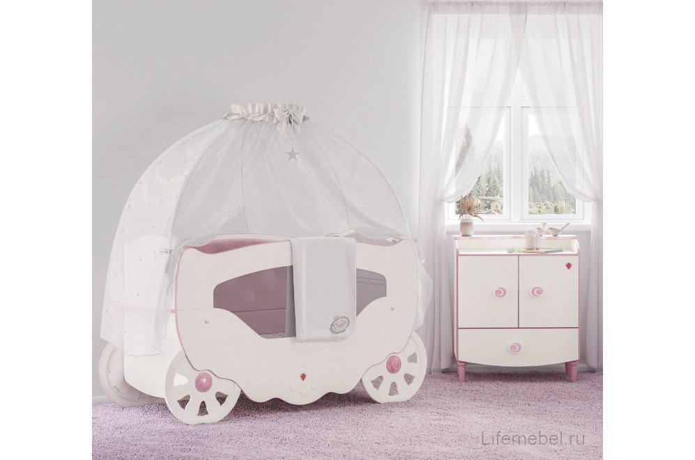 Колыбель Princess белая / розовая