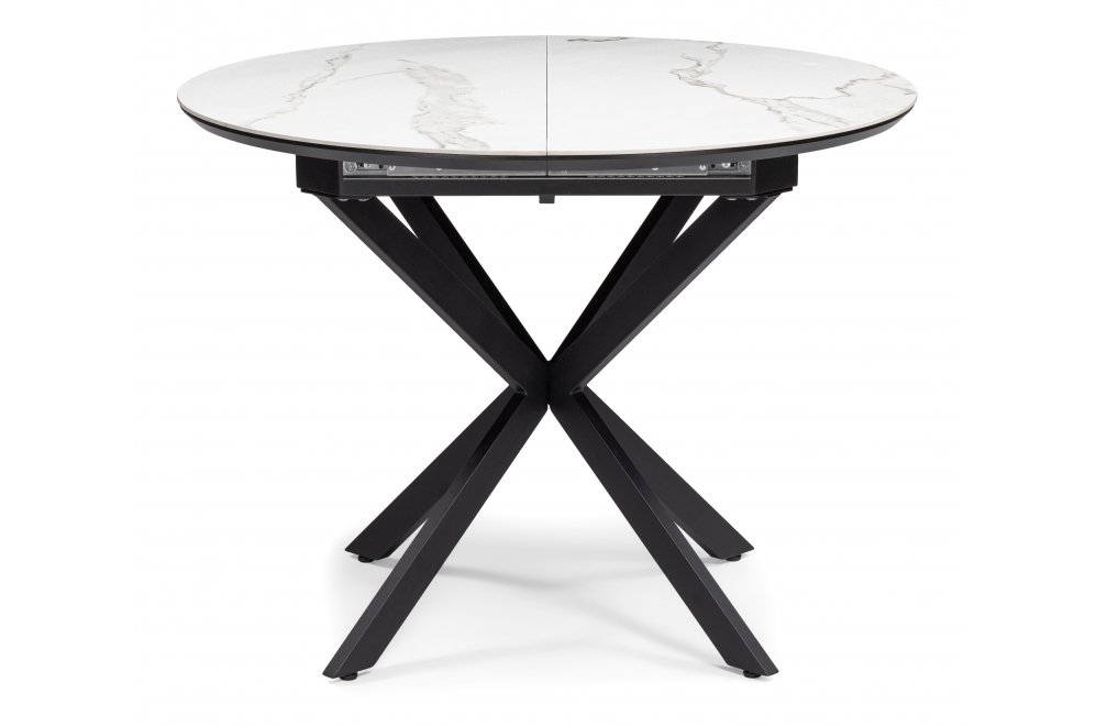 Керамический стол Сигел 100(130)х100х76 белый / черный