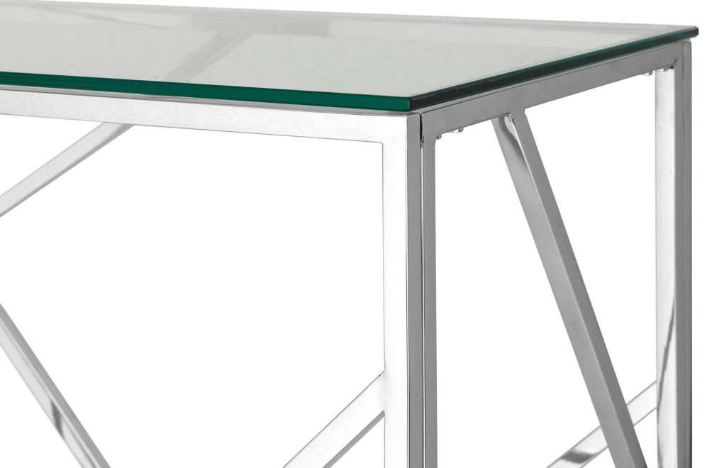 Консоль Париж 120 прозрачное стекло / сталь серебро