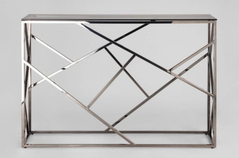 Консоль Париж стекло smoke / сталь темный хром