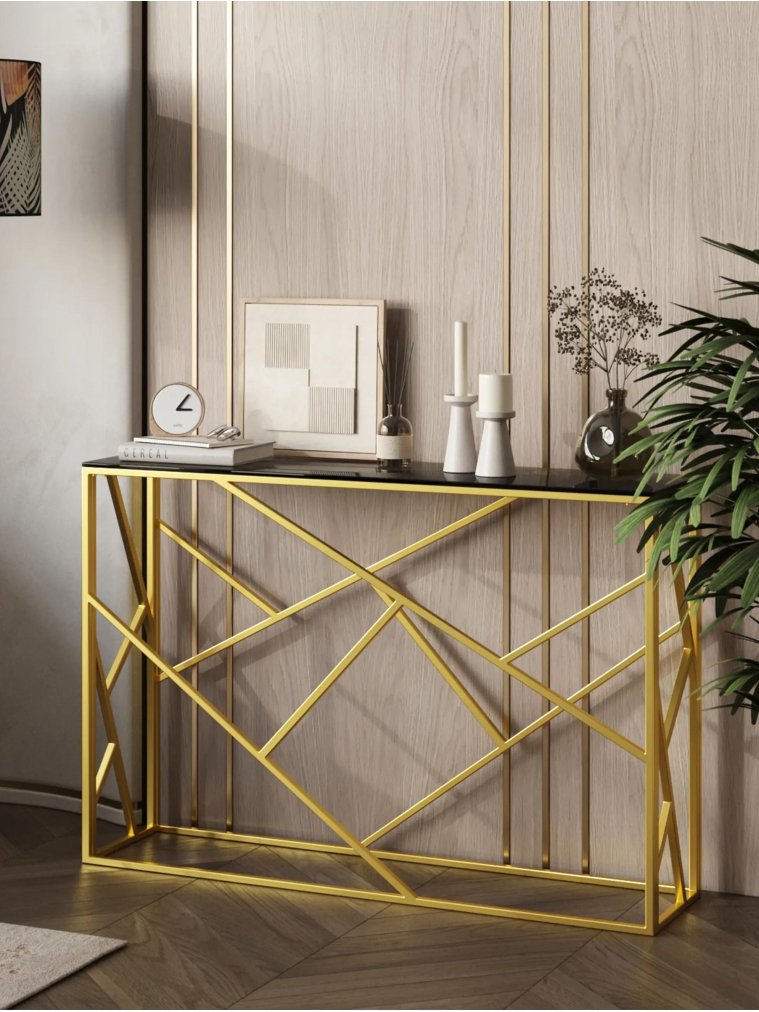 Консоль Париж стекло smoke / золото