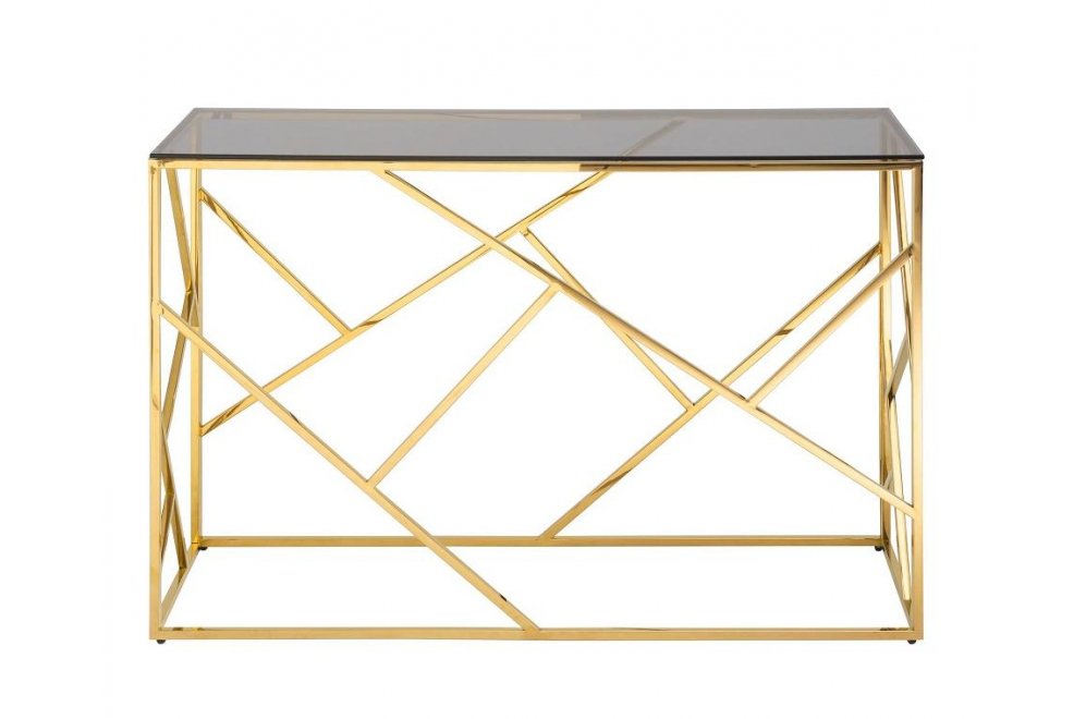 Консоль Париж стекло smoke / сталь золото