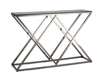 Консольный столик Президиум стекло smoke / сталь темный хром