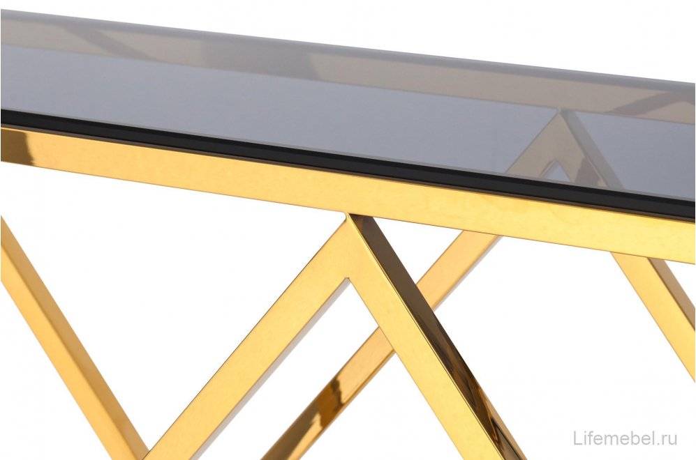 Консоль Президиум стекло smoke / сталь золото