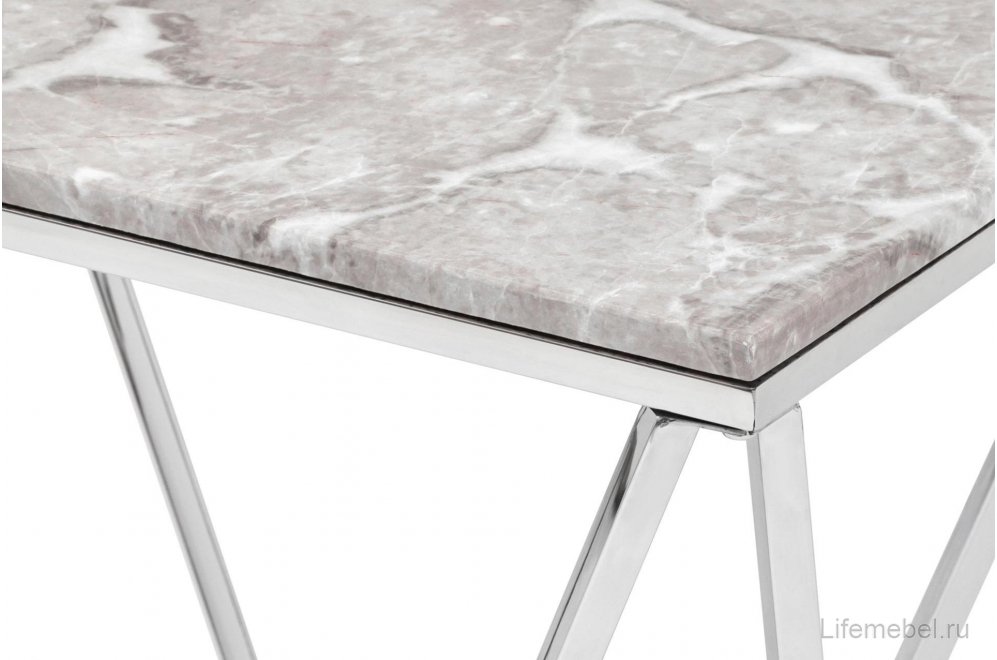 Консольный столик Бруно 122х41 серый мрамор / сталь серебро