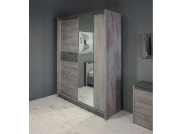 Шкаф-купе Денвер риббек серый / камень темный