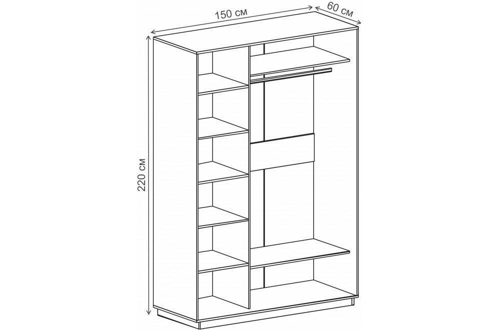 Шкаф-купе Леон-2 1500 Лондон дуб бонифаций