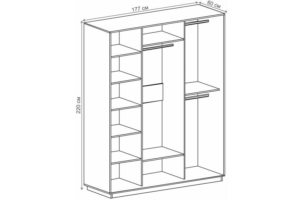 Шкаф-купе Леон-2 1770 Прага дуб бонифаций