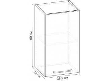 Шкаф-пенал Шкаф навесной 382 НШ.013.382-01 дуб приморский сатиновый / орех селект каминный