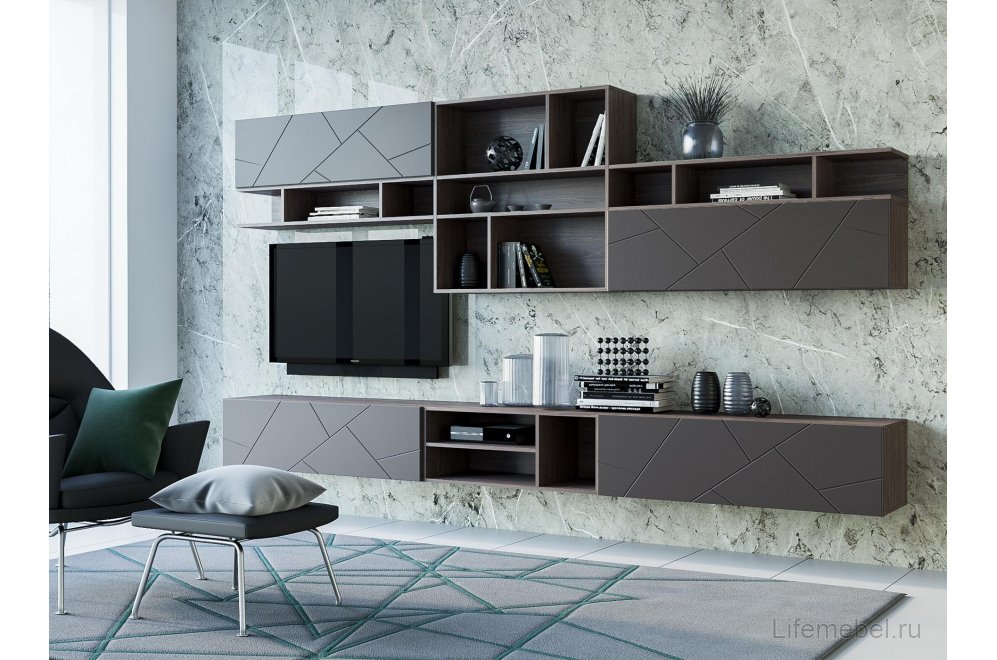 Шкаф навесной Summit НМ 014.21 10 26 ПВХ софт графит / ясень анкор темный kr