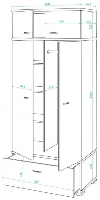 Шкаф Миранта-20 нельсон / белый жемчуг