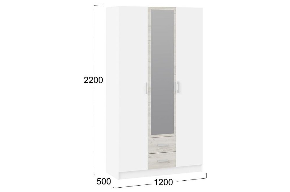 Шкаф Арчи белая текстура / дуб крафт серый