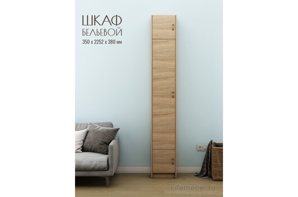 Шкаф Август-4 бельевой с антресолью дуб сонома