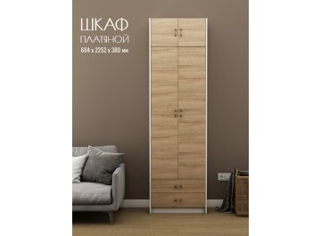 Платяной шкаф Август-9 платяной с антресолью белый / дуб сонома