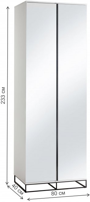 Шкаф City 40 двухстворчатый с зеркалом белый
