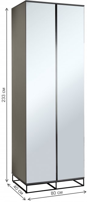 Шкаф City 40 двухстворчатый с зеркалом графит