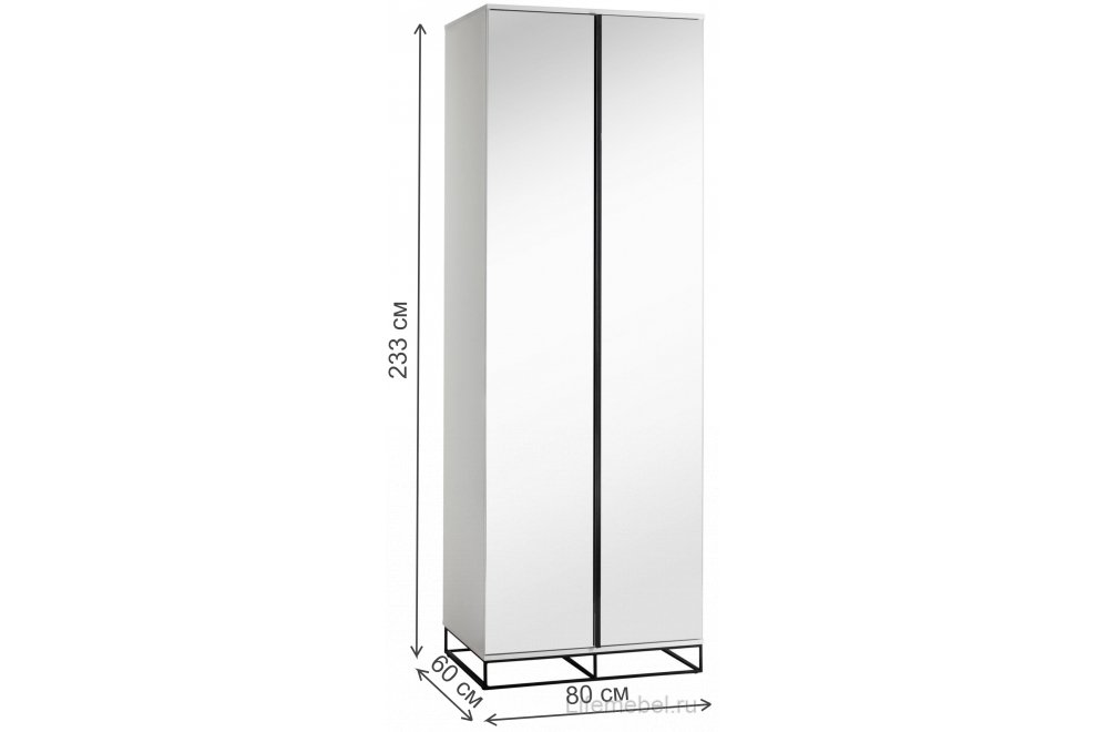 Шкаф City 60 двухстворчатый с зеркалом белый