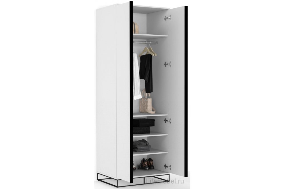 Шкаф City 60 двухстворчатый с зеркалом белый