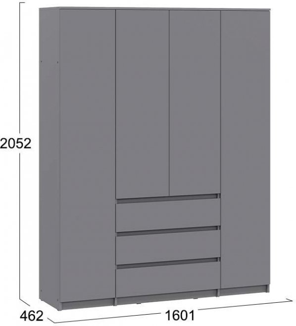 Шкаф Денвер Исполнение 2 четырехстворчатый графит серый