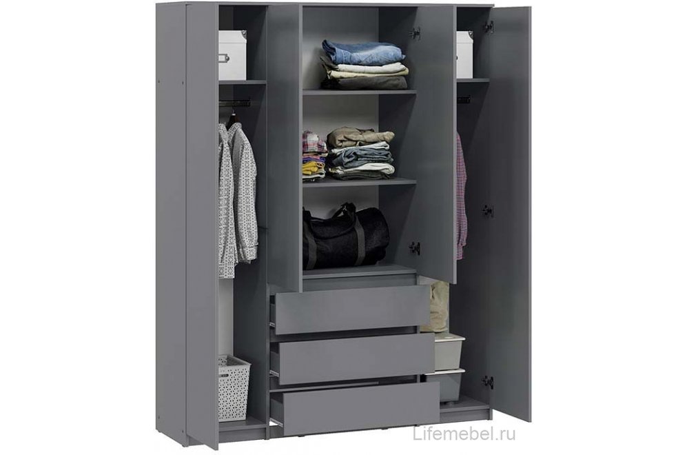 Шкаф Денвер Исполнение 2 четырехстворчатый графит серый