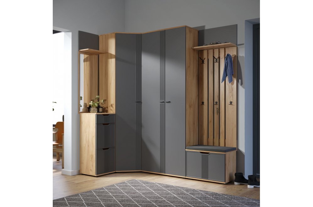 Шкаф Эмилия ЭЛ-14К дуб крафт золотой / графит