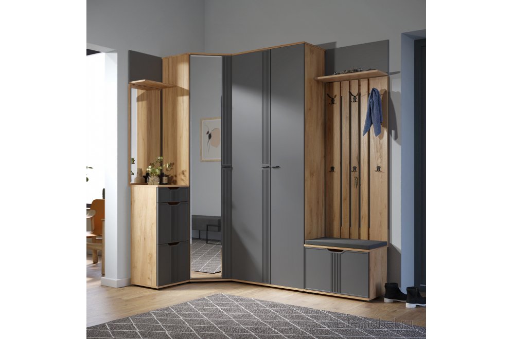 Шкаф Эмилия ЭЛ-14К дуб крафт золотой / графит