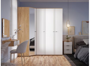 Платяной шкаф Эмилия ЭЛ-16К дуб крафт золотой / меренга