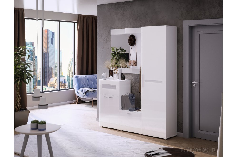 Шкаф Фьюжн белый / белый глянец