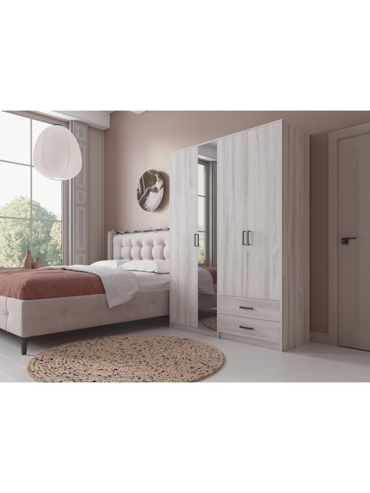 Шкаф Ивис лофт четырехдверный сосна белая