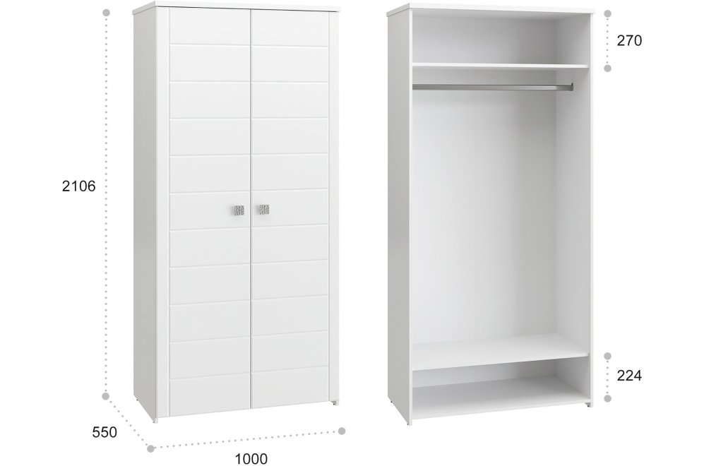 Шкаф Изабель ИЗ-61К белое дерево