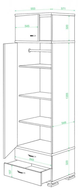 Шкаф Миранта-15 ШБЕ шамони-ч / белый