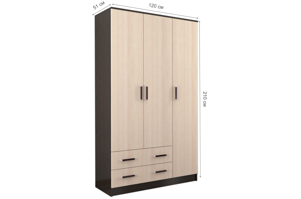 Шкаф Лагуна 1,2 без зеркала венге / дуб молочный