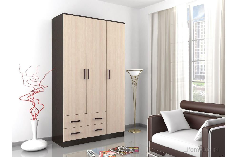 Шкаф Лагуна 1,2 без зеркала венге / дуб молочный