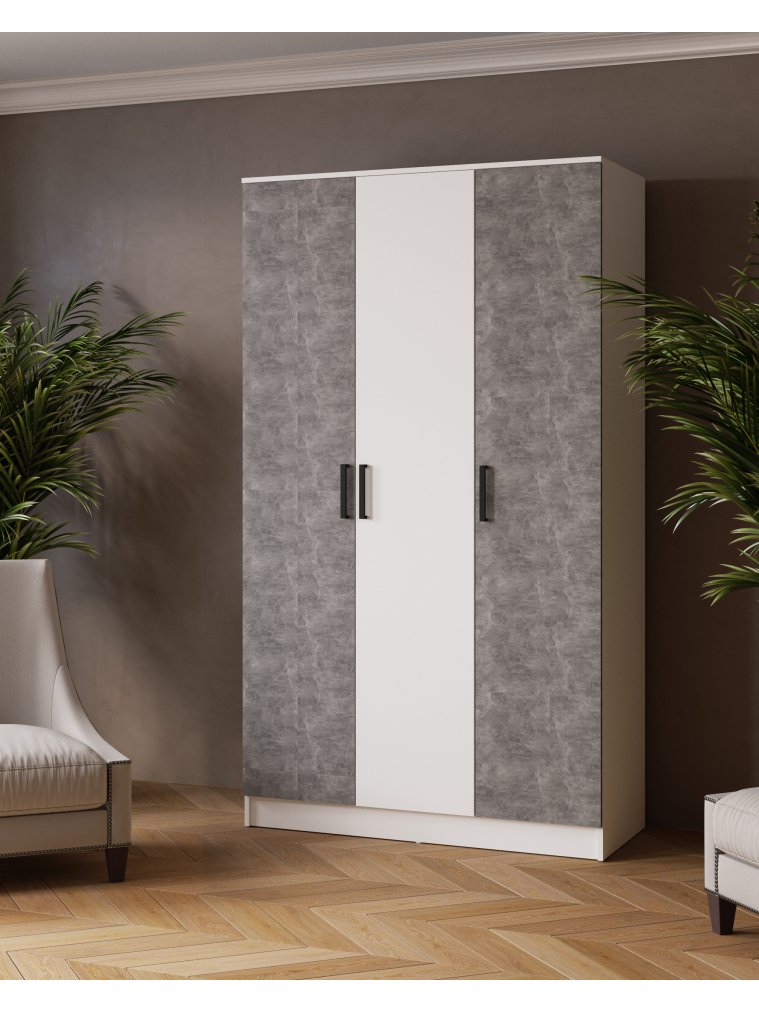 Шкаф Ларс 120 белый / ателье светлое ЛДСП