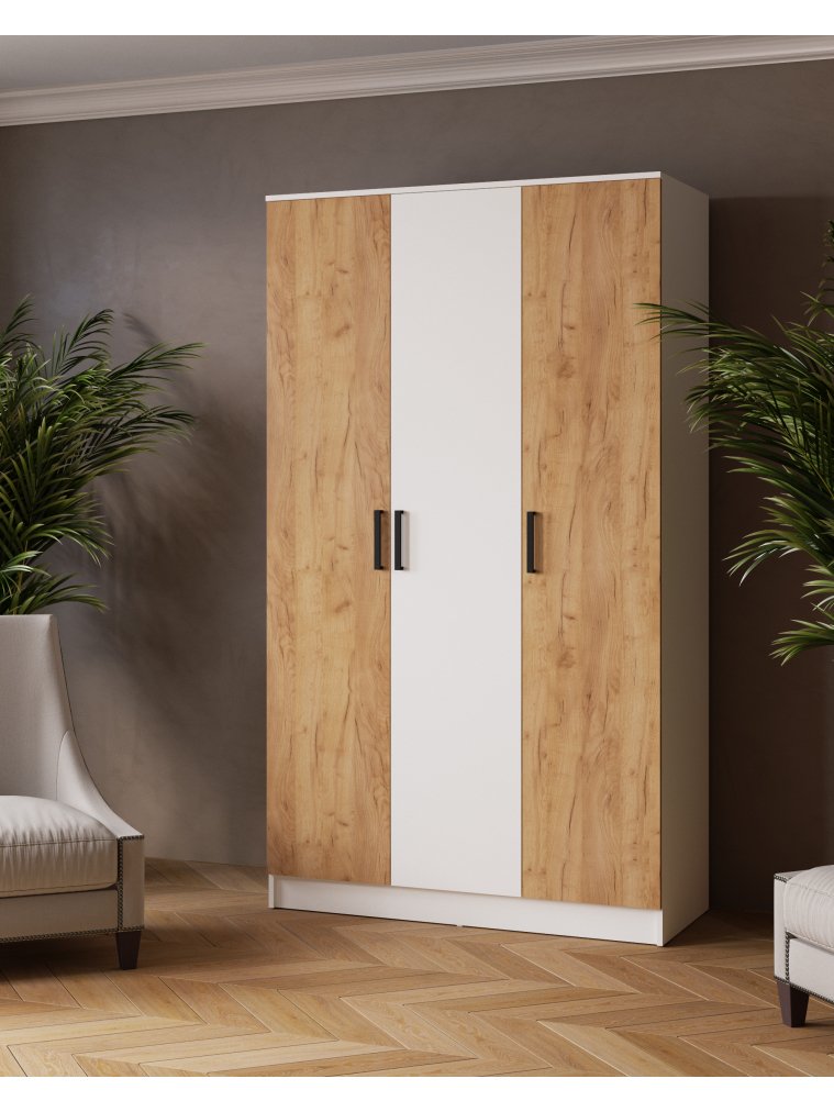 Шкаф Ларс 120 белый / дуб крафт золотой